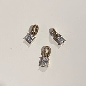 NWT Diamonique 2ct Oval/Princess/Baguette Diamond Pendants Set